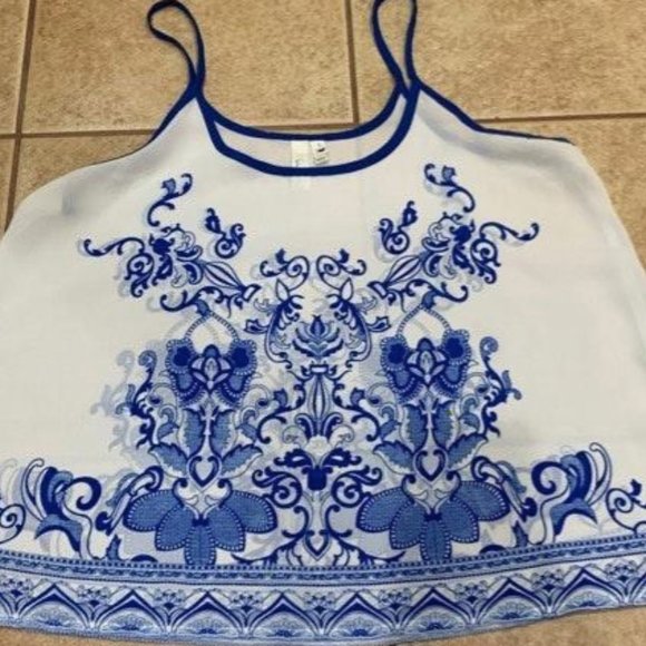 Blue Patterned Tank Top - Picture 1 of 3